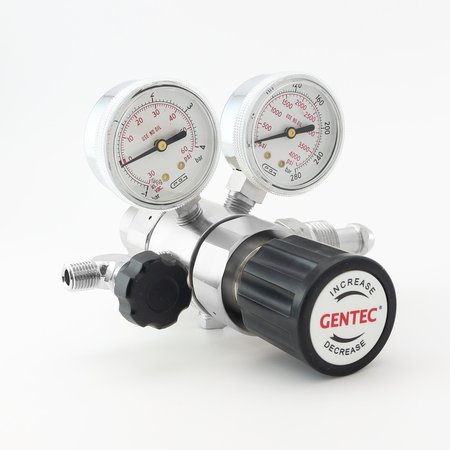 GENTEC HP Low Flow Regulator, Dual Stage, CGA 326 , Inlet  0 to 250 PSI, Use with: Nitrous Oxide R31BMK-DGK-C326-01-N